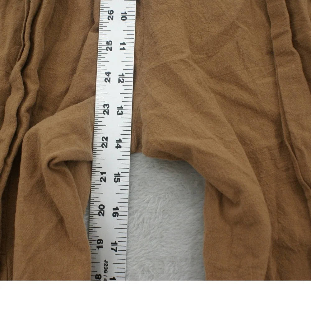 Womens Camel Brown Tiered Wide Leg Smocked Waist Boho Flowy Palazzo Pants Medium - Picture 7 of 10
